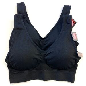 Set Of 2 Comfortable Seamless Black Sport Bra